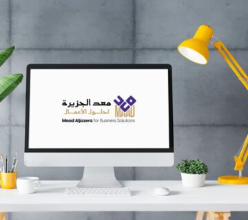 الشعار المصمم لشركة معد الجزيرة لحلول الأعمال